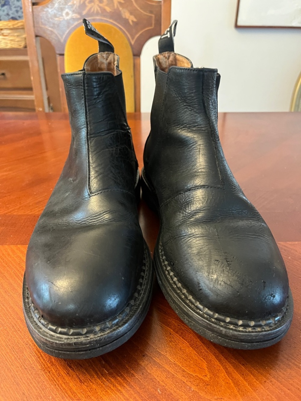 Vintage John Fluevog Black Leather Angel Sole Chelsea Boots M 11.5 W 13.5